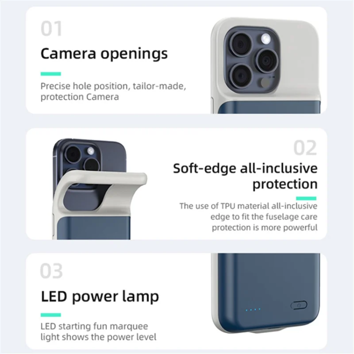 A-One Brand - iPhone 14 Pro Batteriskal 6800mAh T43 - Blå