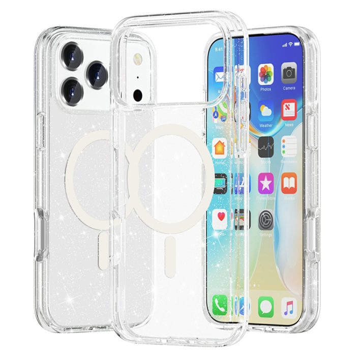 A-One Brand - iPhone 17 Pro Mobilskal MagSafe Puderglitter - Vit