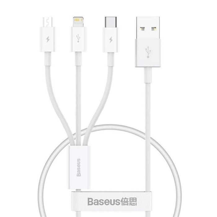 BASEUS - Baseus 3in1 USB-A till USB-C, Lightning, microUSB kabel 0.5m