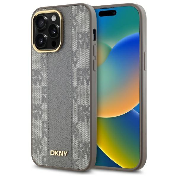 DKNY iPhone 14 Pro Max Mobilskal MagSafe Läder Checkered Mono - Beige | 2353 | AlltMobil