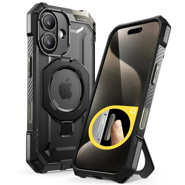 Supcase iPhone 16 UB Grip MagSafe svart robust mobilskal
