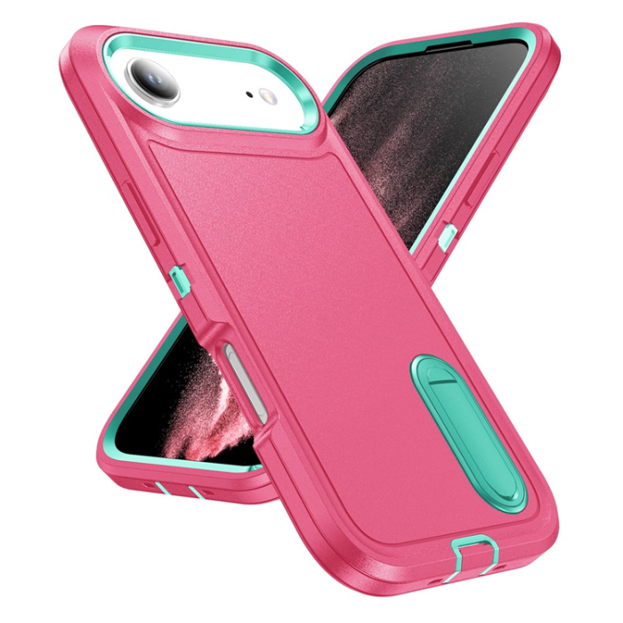 A-One Brand - iPhone 17 Air Mobilskal Kickstand Silikon - Rosa/Ljusgrön
