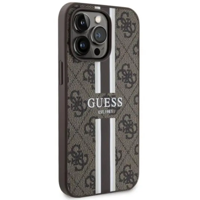 Guess - Guess iPhone 13 Pro/13 Mobilskal MagSafe Printed Stripes - Brun