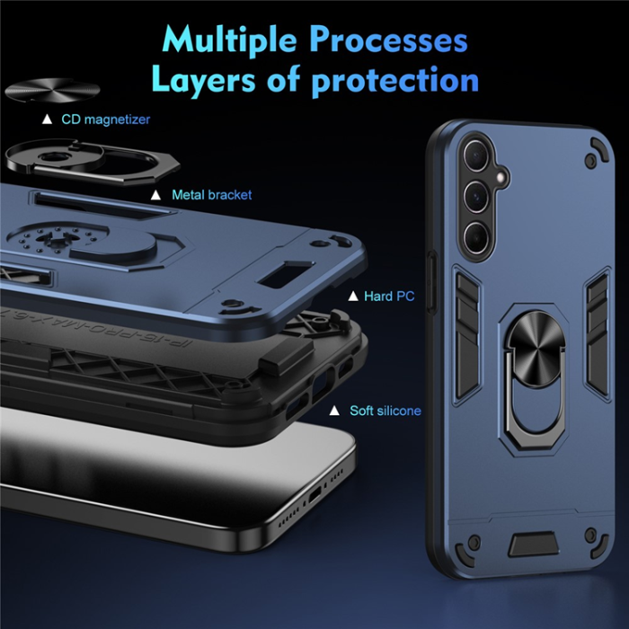 A-One Brand - Galaxy A26 Mobilskal Kickstand PC+TPU Drop Defend - Blå