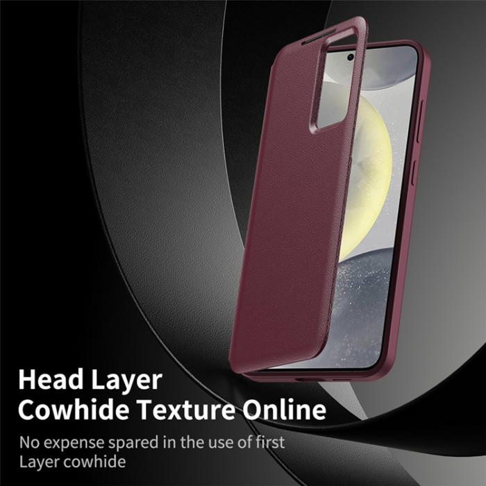 A-One Brand - Galaxy S24 Plånboksfodral View Window Läder - Vinröd