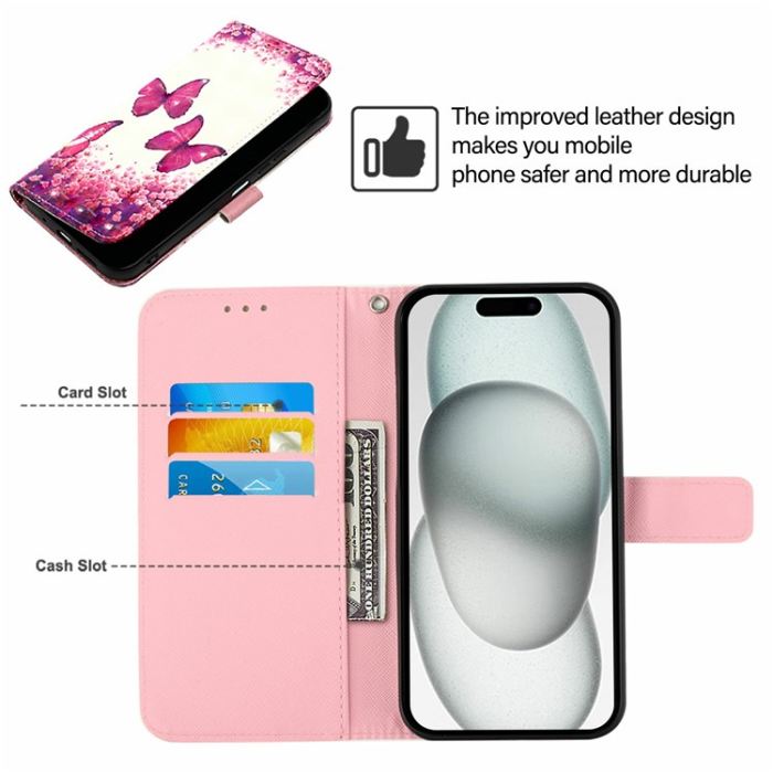 A-One Brand - iPhone 16 Pro Max Plånboksfodral Printing Pattern Med Rem