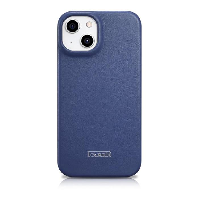 ICARER - iCarer iPhone 14 Plus Plånboksfodral Magsafe CE Läder - Blå