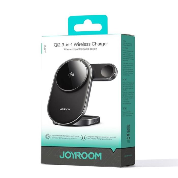 Joyroom - JOYROOM Qi2 MagSafe Trådlös Laddare iPhone, Apple Watch, Airpods - Svart