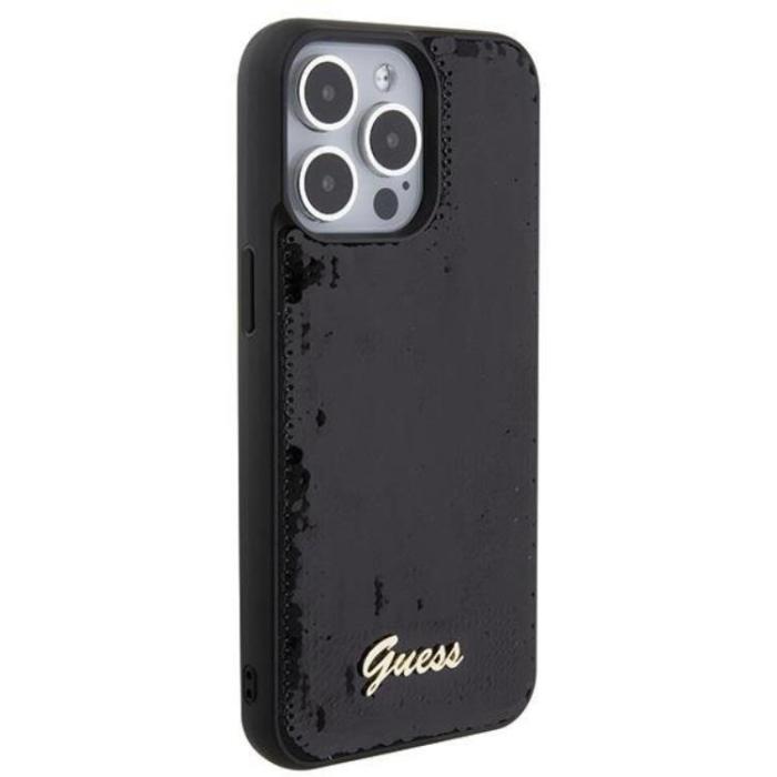 Guess - Guess iPhone 15 Mobilskal Sequin Script Metal - Svart