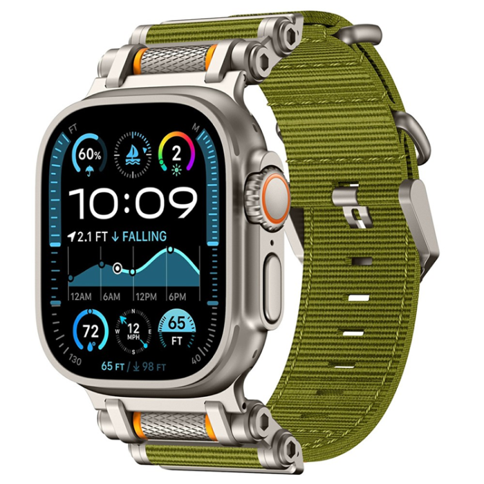 A-One Brand - Apple Watch 42/44/45/46/49mm Armband Nylon - Grön