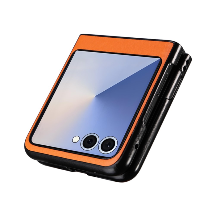 A-One Brand - Galaxy Z Flip 7 Mobilskal PU Läder Protective - Orange