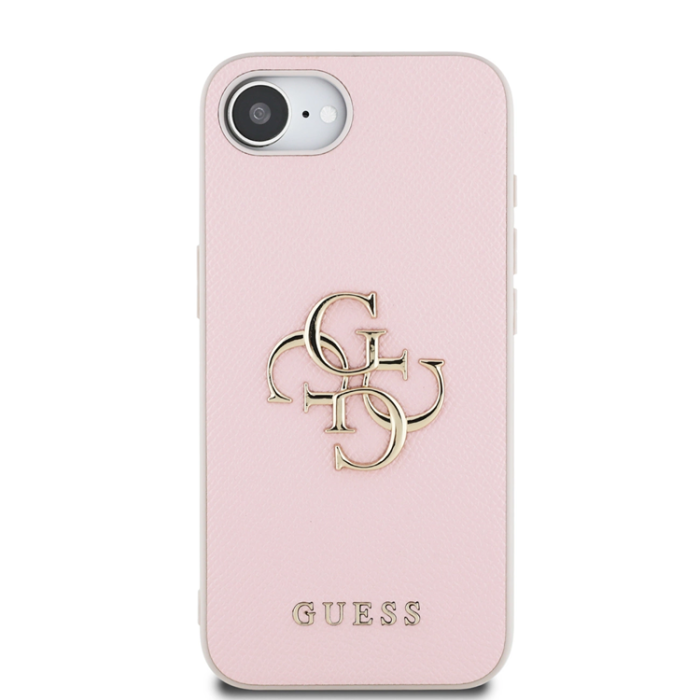 Guess - Guess iPhone 16e Mobilskal PU Grained 4G Metal Logo - Rosa