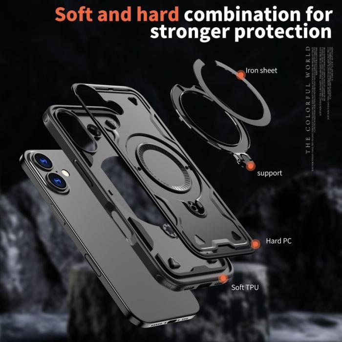 N/A - Mobilskal till iPhone 17 Plast Militärskydd Kickstand - Svart