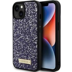 UTGATT1 - Guess iPhone 15 Mobilskal Rhinestone Metal Logo - Lila