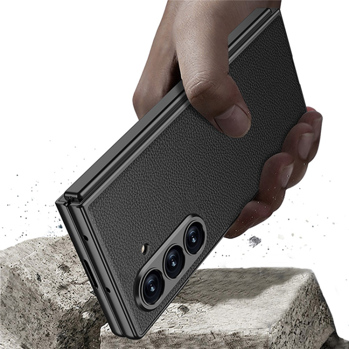 GKK - GKK Galaxy Z Fold 7 Mobilskal Skin Touch Med Härdat Glas - Grå