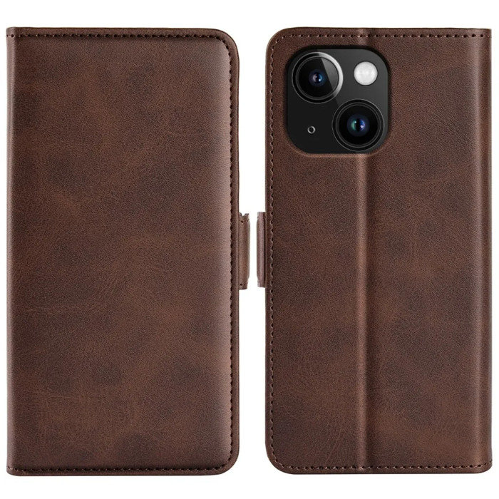 Taltech - iPhone 15 Plus Plånboksfodral Omvirat - Brun