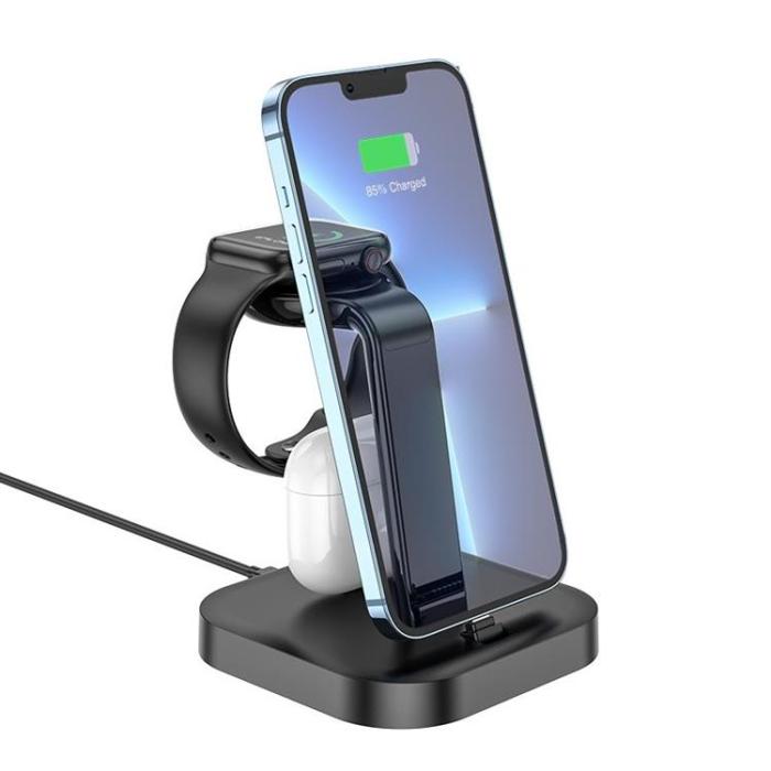 Hoco - Hoco 3-in-1 Trådlös Laddare iPhone, Apple Watch, AirPods - Svart