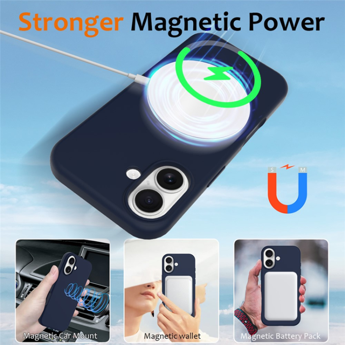 A-One Brand - iPhone 17 Mobilskal MagSafe Silikon Anti-Drop - Mörkblå