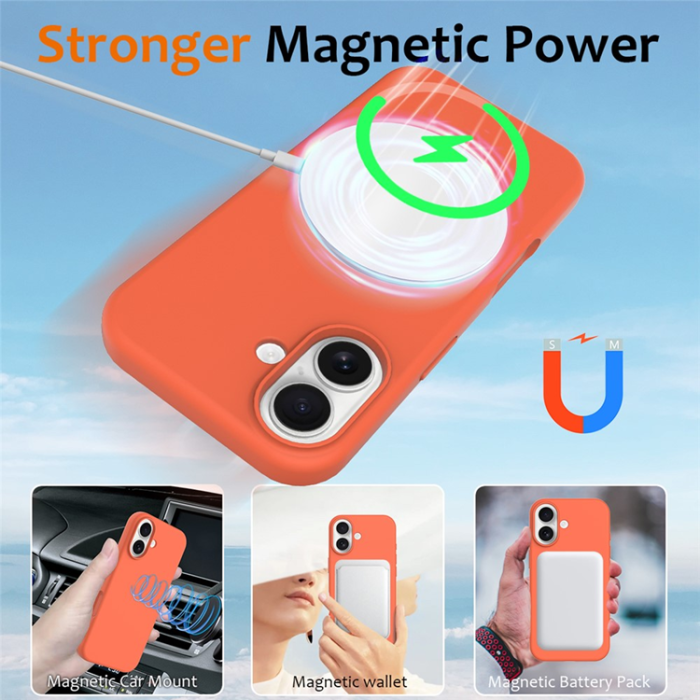 A-One Brand - iPhone 17 Mobilskal MagSafe Silikon Anti-Drop - Orange