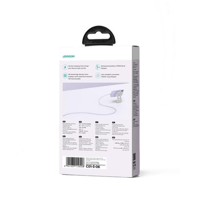 Joyroom - Joyroom USB-A till Lightning kabel 2m 3A - Lila