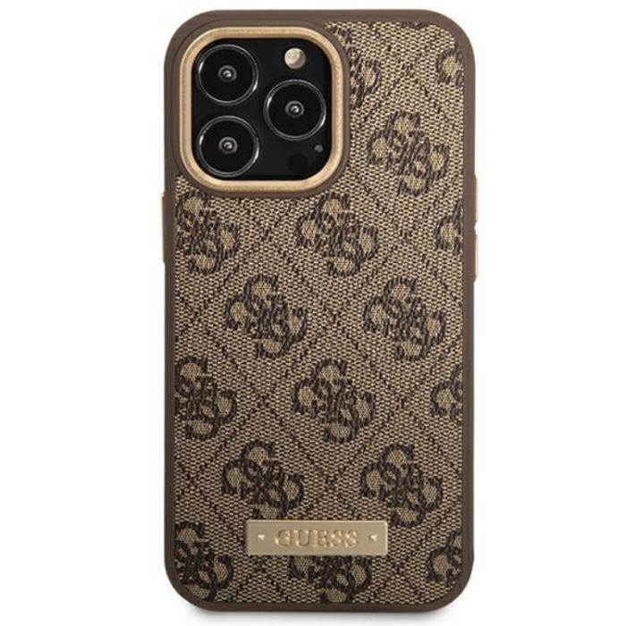 UTGATT1 - GUESS iPhone 14 Pro Max Mobilskal MagSafe Logo Plate - Brun