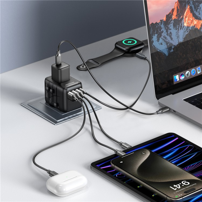 Joyroom - JOYROOM Väggladdare 3x USB-A - USB-C 17W JR-TCW01 - Svart