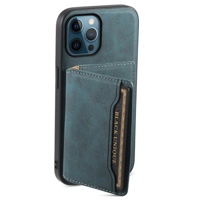 DENIOR - DENIOR D13 iPhone 12 Pro Max Fodral Retro Textur PU+TPU+PC Blå