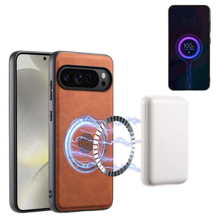 DENIOR - DENIOR D14 Google Pixel 9 Pro Magnetfodral 2 i 1 PC+TPU - Brun