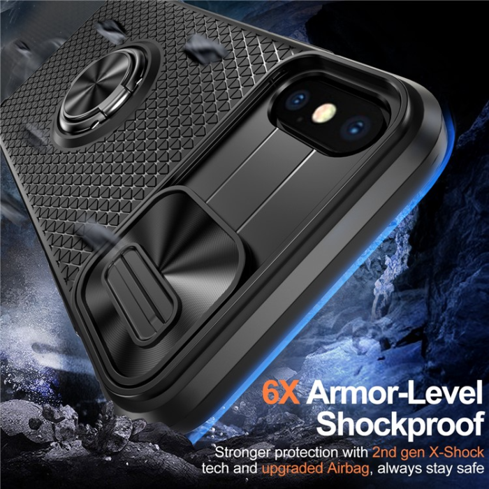 A-One Brand - iPhone X/XS Mobilskal Ringhållare Kickstand - Svart