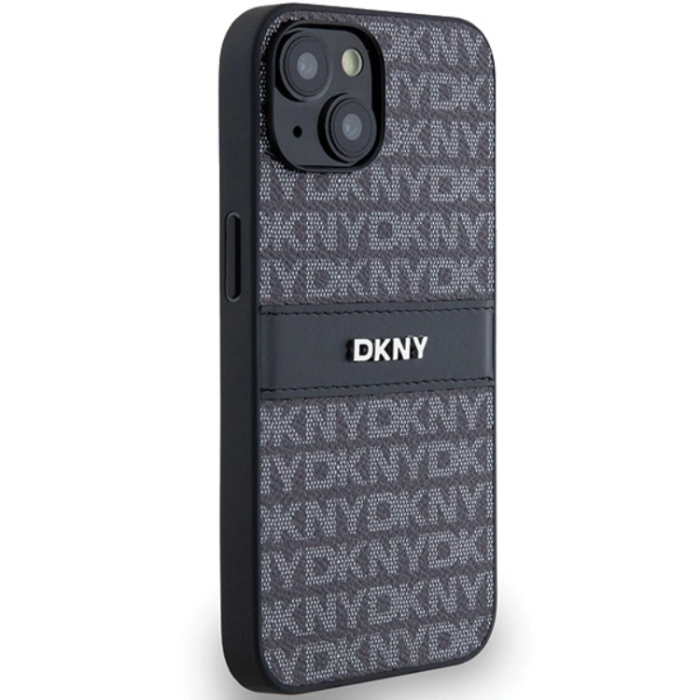 DKNY - DKNY iPhone 15/14 Plus Mobilskal Läder Mono Stripe & Metal Logo