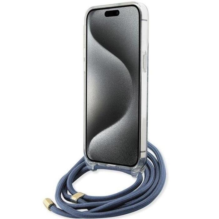Guess - Guess iPhone 15 Pro Max Mobilskal Crossbody Cord Print - Blå