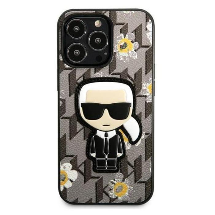 KARL LAGERFELD - Karl Lagerfeld iPhone 13 Pro Skal Flower Ikonik Karl - Grå