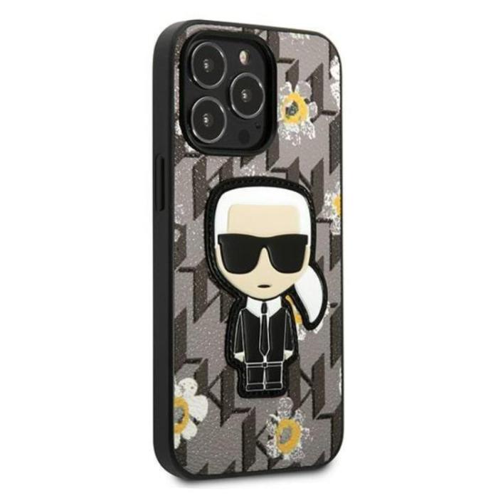 KARL LAGERFELD - Karl Lagerfeld iPhone 13 Pro Skal Flower Ikonik Karl - Grå