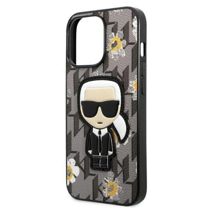 KARL LAGERFELD - Karl Lagerfeld iPhone 13 Pro Skal Flower Ikonik Karl - Grå