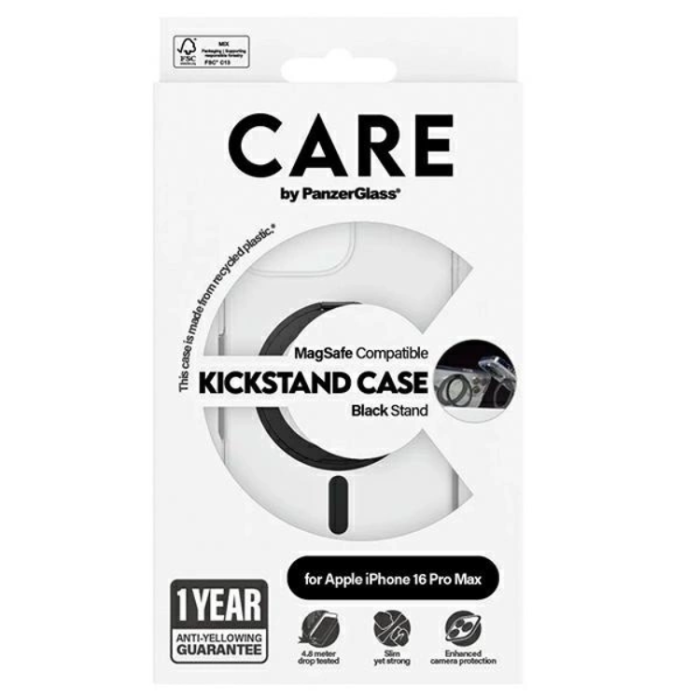 PanzerGlass - CARE By PanzerGlass iPhone 16 Pro Max Mobilskal MagSafe Kickstand - Svart