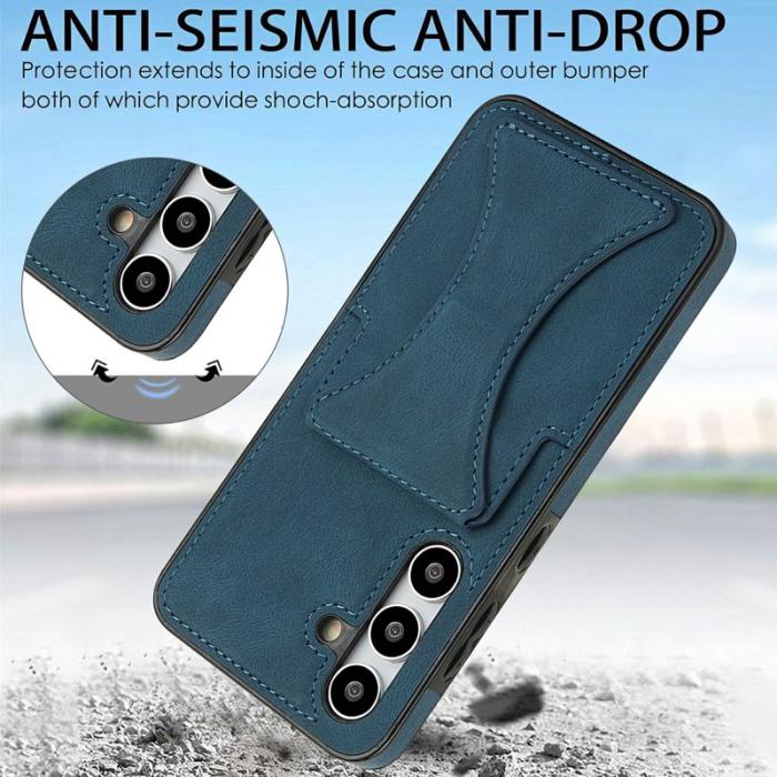 OEM - Mobilfodral för Samsung Galaxy S26 Konstläder + TPU med kortfack - Blå