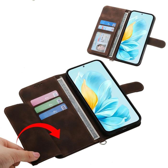 OEM - Samsung Galaxy S26 Plånboksfodral Blommönster Konstläder - Brun