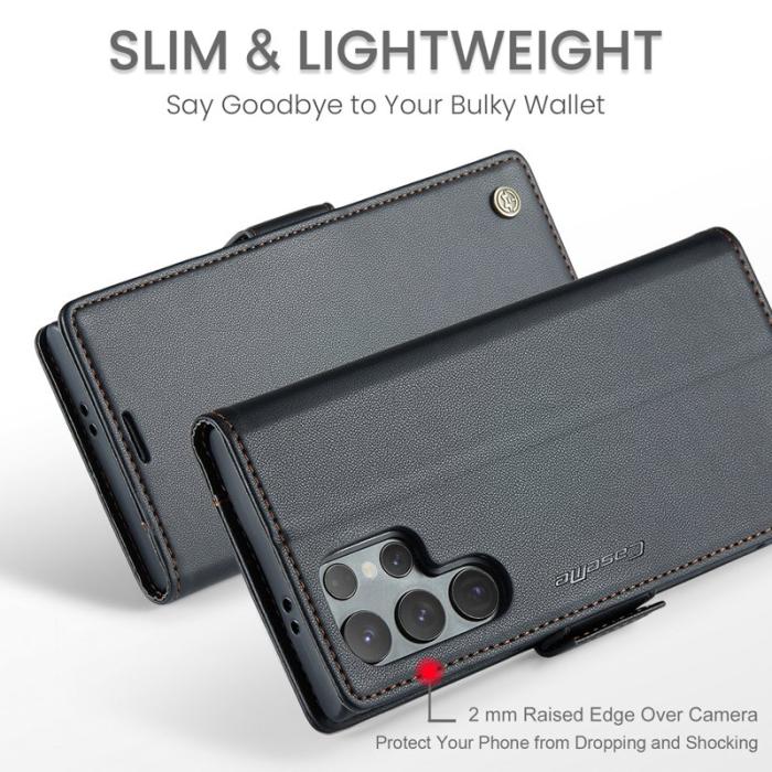 Caseme - CASEME Samsung Galaxy S25 Ultra Plånboksfodral Konstläder RFID-Skydd Svart