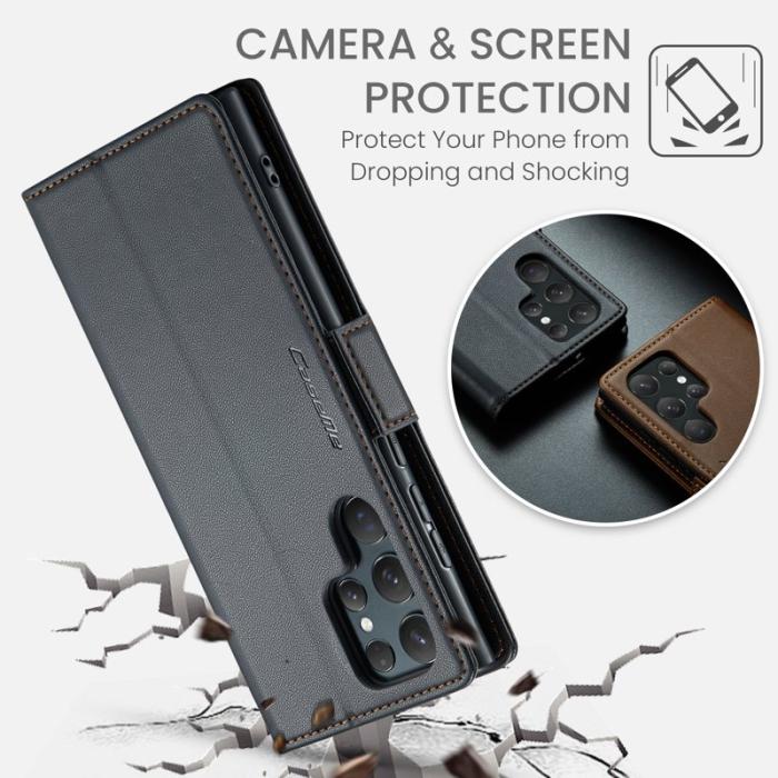Caseme - CASEME Samsung Galaxy S25 Ultra Plånboksfodral Konstläder RFID-Skydd Svart