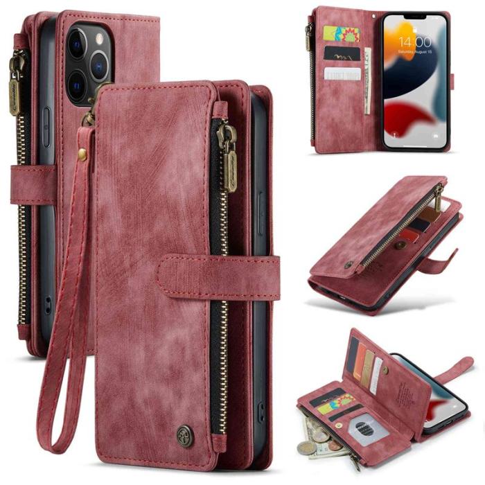Caseme - CASEME C30 Plånboksfodral i Konstläder för iPhone 12 Pro Max - Röd