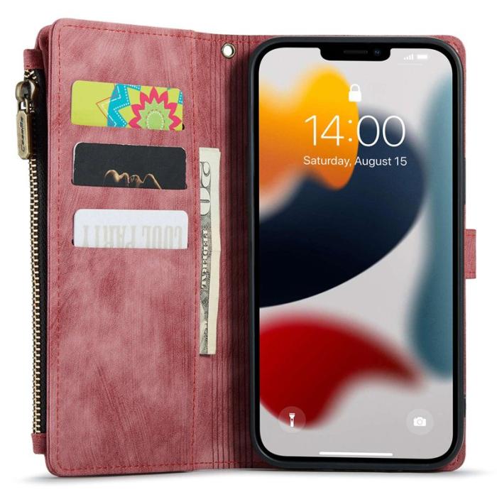 Caseme - CASEME C30 Plånboksfodral i Konstläder för iPhone 12 Pro Max - Röd