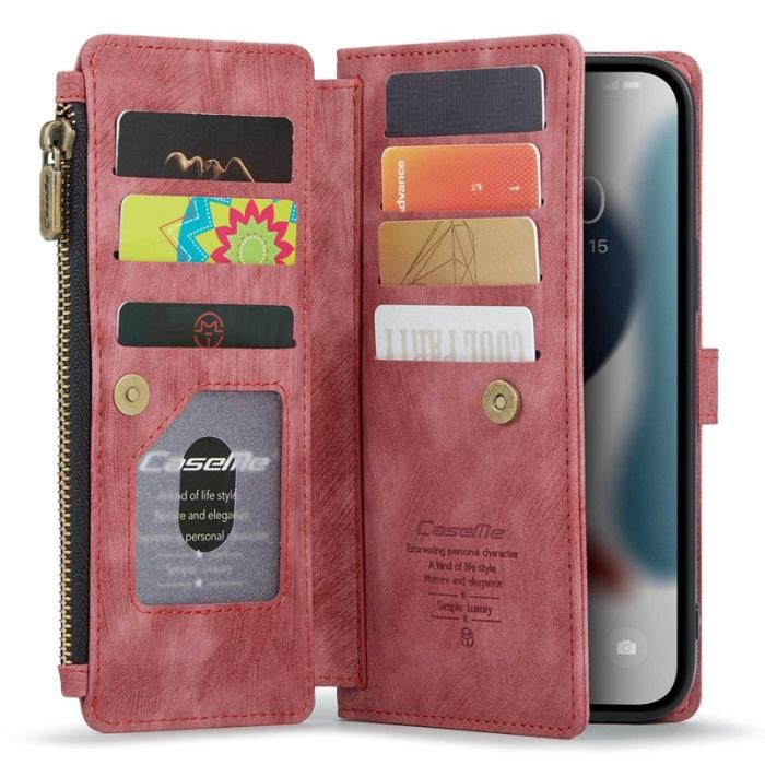 Caseme - CASEME C30 Plånboksfodral i Konstläder för iPhone 12 Pro Max - Röd