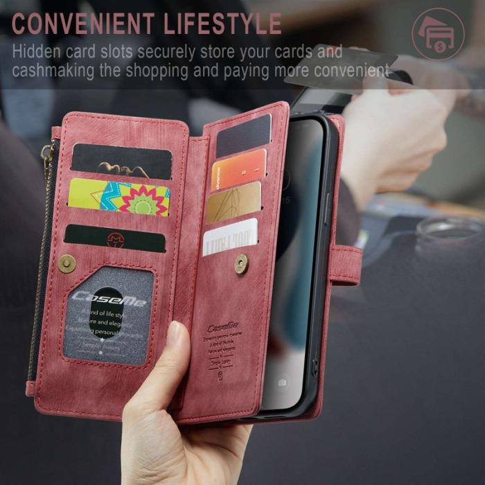 Caseme - CASEME C30 Plånboksfodral i Konstläder för iPhone 12 Pro Max - Röd