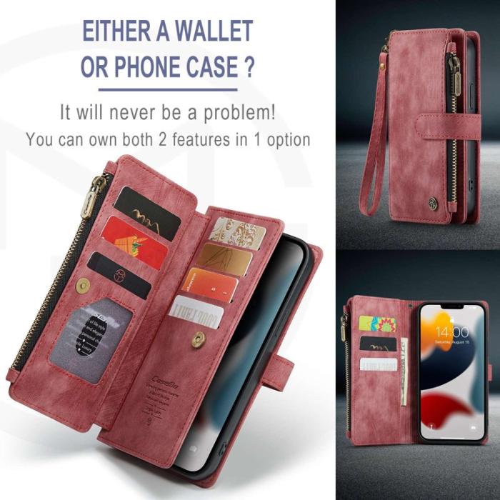 Caseme - CASEME C30 Plånboksfodral i Konstläder för iPhone 12 Pro Max - Röd
