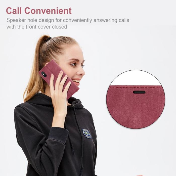 AUTSPACE - AUTSPACE A01 Plånboksfodral i Konstläder för iPhone XS Max - Röd