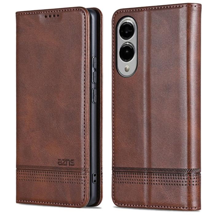 AZNS - AZNS Samsung Galaxy S25 Edge Plånboksfodral Konstläder - Brun
