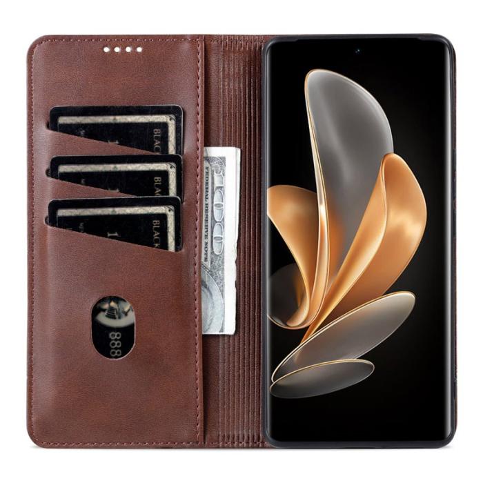 AZNS - AZNS Samsung Galaxy S25 Edge Plånboksfodral Konstläder - Brun