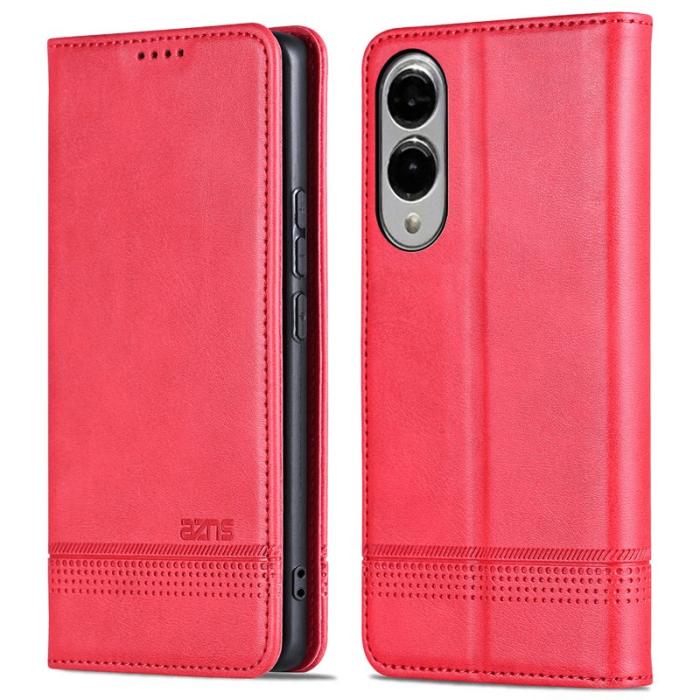 AZNS - AZNS Samsung Galaxy S25 Edge Plånboksfodral Konstläder - Röd