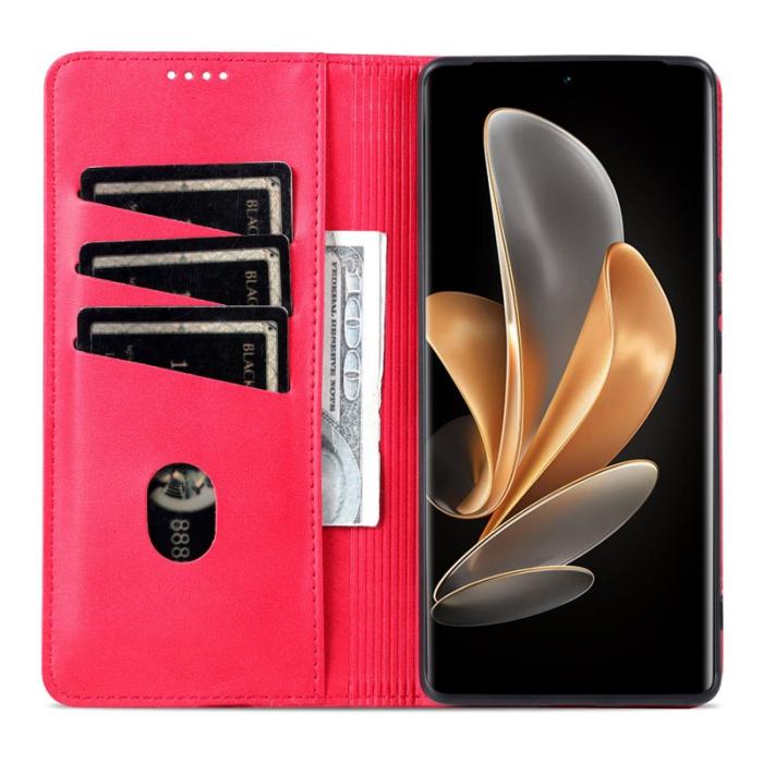 AZNS - AZNS Samsung Galaxy S25 Edge Plånboksfodral Konstläder - Röd