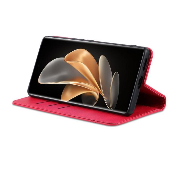 AZNS - AZNS Samsung Galaxy S25 Edge Plånboksfodral Konstläder - Röd